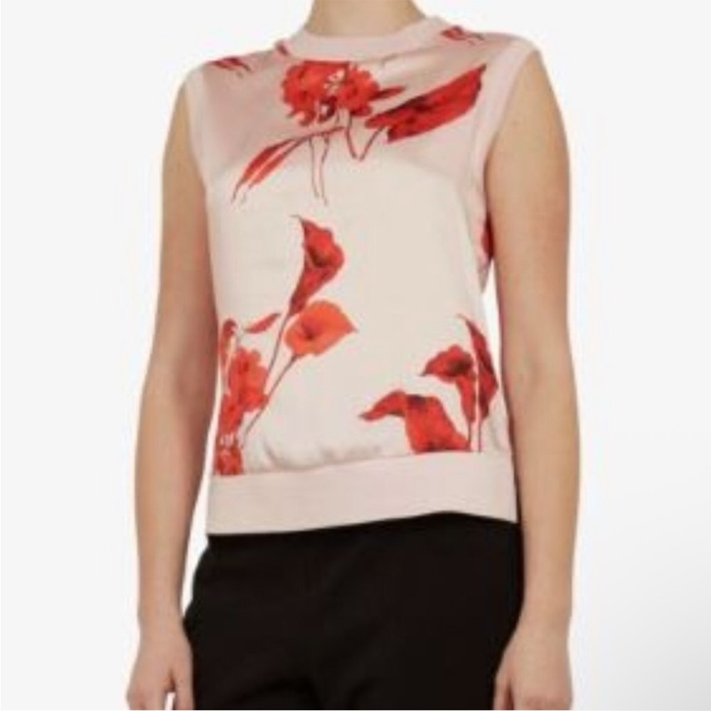 Ted Baker Cream and Red Poppy Floral Top
